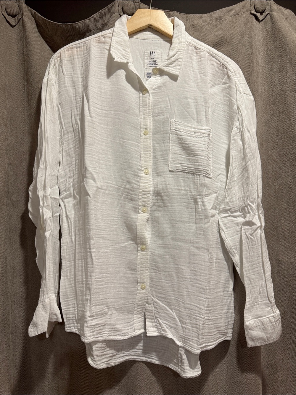 GAP Teen Crinkle Gauze Button-Down Shirt